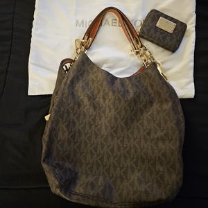 Micheal Kors Brown Purse and Matchibg Wallet